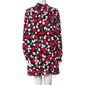 Kate‎ spade Vintage Fleur Crepe Long Sleeve Floral Shift Dress Size Medium